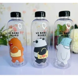 Transparent Straw Cartoon Water Bottle 